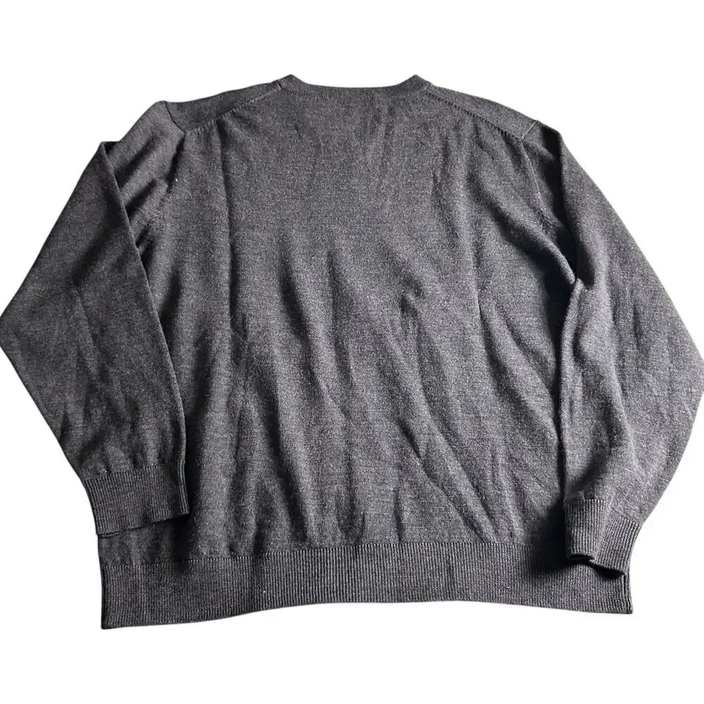 Turnbury Sweater Mens‎ Size Large Gray V Neck 100% Merino Wool Long Sleeve